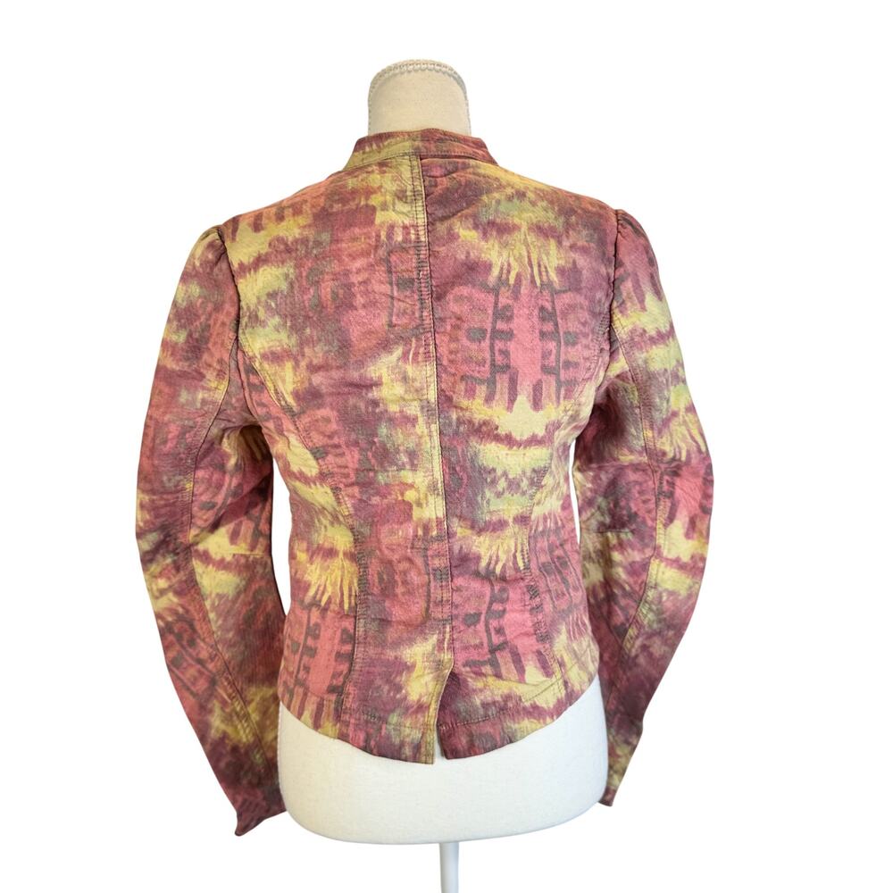 Free People Ikat Tribal Tie Dye Blazer Jacket Women’s 2 Cotton Boho Y2K Western - Picture 2 of 16